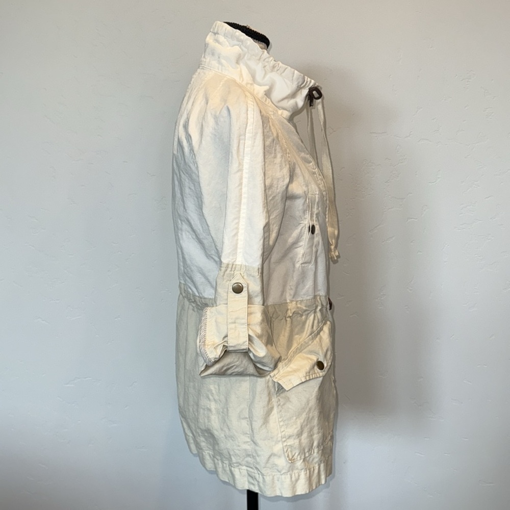 Ann Taylor Loft Petite White and Khaki Spring/Summer Light Cotton Jacket, XSP - Picture 6 of 8